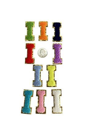 10 Pc Embroidered Multi Color Patch " I "  Fabric Iron/Sew On New 2" Letters